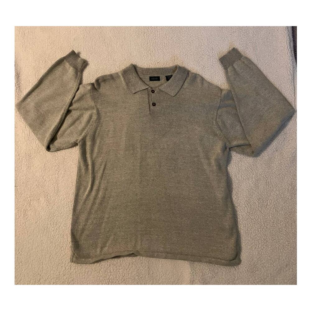 IZOD brown heathered 2 button pullover sweater - L